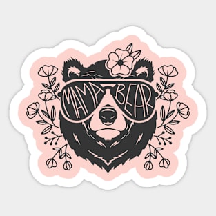 Floral Mama Bear Sunglasses Sticker